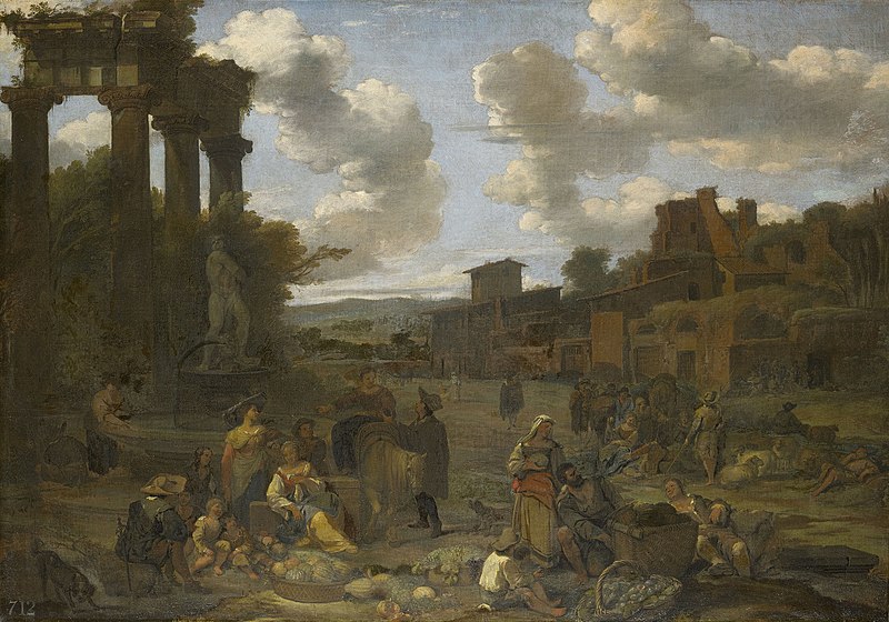 File:Attributed to Dirck Helmbreeker (Haarlem 1633-Rome 1696) - Figures in a Classical Landscape with Ruins - RCIN 405564 - Royal Collection.jpg