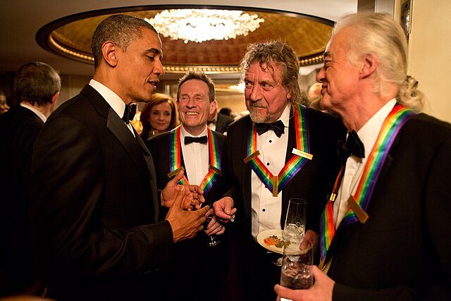 The surviving members of Led Zeppelin were honored in 2012 and are pictured here with President Barack Obama.