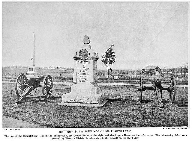 Monument to the 1st Regiment, Battery B at Gettysburg (1901 photo)