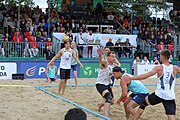 Deutsch: Beachhandball Europameisterschaften 2019 (Beach handball Euro); Tag 6: 7. Juli 2019 – Männerfinale, Dänemark-Norwegen 2:0 (25:18, 19:16) English: Beach handball Euro; Day 6: 7 July 2019 – Men's Final – Denmark-Norway 2:0 (25:18, 19:16)