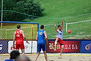 Deutsch: Beachhandball Europameisterschaften 2019 (Beach handball Euro); Tag 6: 7. Juli 2019 – Platzierungsspiele Rang 13-16 Männer, Rumänien-Serbien 2:0 (21:18, 22:20) English: Beach handball Euro; Day 6: 7 July 2019 – Placement Match 13–16 Men – Romania-Serbia 2:0 (21:18, 22:20)