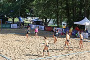 Deutsch: Beachhandball Europameisterschaften 2019 (Beach handball Euro); Tag 1: 2. Juli 2019 – Frauen, Vorrunde Gruppe C, Italien-Griechenland 0:2 (16:28, 10:13) English: Beach handball Euro; Day 1: 2 July 2019 – Women Preliminary Round Group C – Italy-Greece 0:2 (16:28, 10:13)