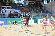 Deutsch: Beachhandball Europameisterschaften 2019 (Beach handball Euro); Tag 2: 3. Juli 2019 – Frauen, Vorrunde Gruppe D, Ukraine-Deutschland 2:0 (23:22, 32:24) English: Beach handball Euro; Day 2: 3 July 2019 – Women Preliminary Round Group D – Ukraine-Germany 2:0 (23:22, 32:24)