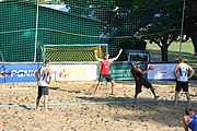 Deutsch: Beachhandball Europameisterschaften 2019 (Beach handball Euro); Tag 4: 5. Juli 2019 – Männer, Viertelfinale, Dänemark-Frankreich 2:0 (19:14, 12:10) English: Beach handball Euro; Day 4: 5 July 2019 – Quarter Final Men – Denmark-France 2:0 (19:14, 12:10)