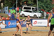 Deutsch: Beachhandball Europameisterschaften 2019 (Beach handball Euro); Tag 4: 5. Juli 2019 – Frauen, Viertelfinale, Niederlande-Griechenland 2:1 (25:12, 18:24, 7:6) English: Beach handball Euro; Day 4: 5 July 2019 – Quarter Final Women – Netherlands-Greece 2:1 (25:12, 18:24, 7:6)