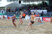 Deutsch: Beachhandball Europameisterschaften 2019 (Beach handball Euro); Tag 5: 6. Juli 2019 – Frauen, Halbfinale, Ungarn-Niederlande 2:0 (19:16, 15:12) English: Beach handball Euro; Day 5: 6 July 2019 – Semifinal Women – Hungary-Netherlands 2:0 (19:16, 15:12)