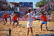 Deutsch: Beachhandball bei den Olympischen Jugendspielen 2018 in Buenos Aires; Tag 7, 13. Oktober 2018; Jungen, Halbfinale – Spanien-Kroatien 2:1 English: Beach handball at the 2018 Summer Youth Olympics in Buenos Aires at 13 October 2018 – Boys Semifinal – Spain-Croatia 2:1 Español: Handball de playa en los Juegos Olimpicos de la Juventud Buenos Aires 2018 en 13 de octubre de 2018 – Semifinales de chicos - España-Croacia 2:1