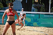 Deutsch: Beachvolleyball bei den Olympischen Jugendspielen 2018; Tag 8, 14. Oktober 2018; Mädchen, Achtelfinale – Bolivien-Puerto Rico 0:2 (18–21/18–21 ) English: Beach volleyball at the 2018 Summer Youth Olympics at 14 October 2018 – Girls Round of 16 – Bolivia-Puerto Rico 0:2 (18–21/18–21 )