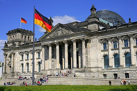 The German Unity Flag is a national memorial to German reunification that was raised on 3 October 1990. It flies in front of the Reichstag building in Berlin (seat of the German parliament).