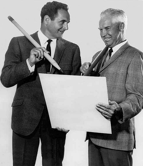 Photo of Bill Hanna (right) and Joseph Barbera (left) in 1965; Hanna and Barbera were the co-creators of The Flintstones.