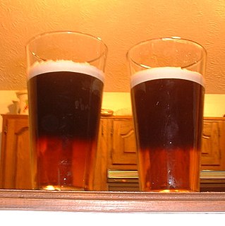 Black and Tan Blend of pale ale and a dark beer