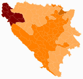 Harta cantonului Una-Sana în cadrul statului Bosnia și Herțegovina