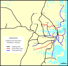 Bradfield's proposed railways in Sydney. Bradfield plan.png