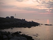 Sonnenuntergang – Links im Bild: Die Leuchttürme auf der Île Vierge