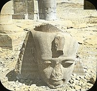 Egypt - The Ramesseum, Head of Colossus of Ramses II, Thebes. 19 Dyn., n.d., Brooklyn Museum Archives