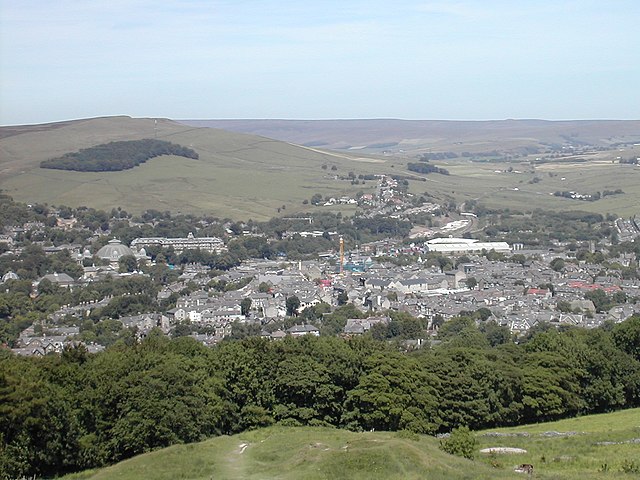 Buxton, one of the two administrative centres of High Peak (with Glossop) and the second largest settlement in the borough