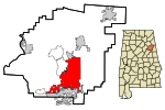 Calhoun County Alabama Incorporated and Unincorporated areas Anniston Highlighted.svg