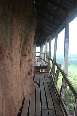 Walkway and landscape on the side of emblematic Phu Thok mountain