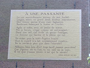 Charles Baudelaire - À une passante - Zoeterwoudsesingel 55, Leiden.JPG