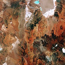 A multicoloured landscape of Chile taken from space