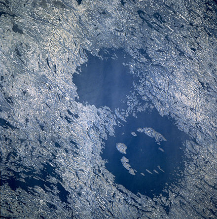 Clearwater Lakes in Quebec, Canada (meteorite impact craters) as seen during the mission.
