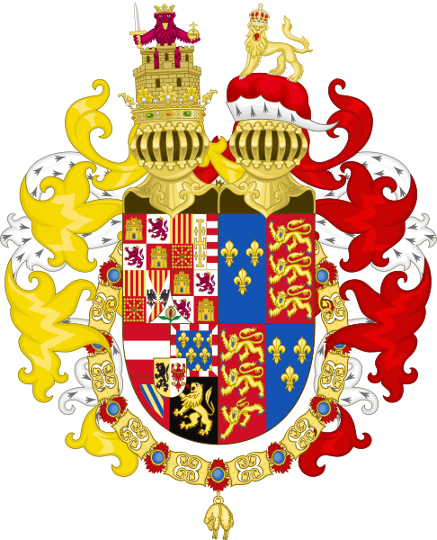 File:Coat of Arms of Philip II of Spain with Germanic Ornaments (1556-1558).svg