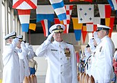 Willard renders a salute as he passes through the sideboys at the U.S. Pacific Fleet change of command ceremony, September 25, 2009. Commander, U.S. Pacific Fleet change of command ceremony DVIDS207571.jpg