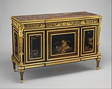 Commode (commode a vantaux) in the Louis XVI style, made in France, using Japanese lacquer panels, c.1790, Metropolitan Museum of Art, New York City Commode (commode a vantaux) (part of a set) MET DP105715.jpg