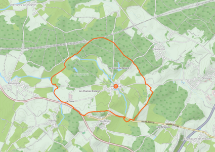 Carte représentant les limites territoriales d'une commune.