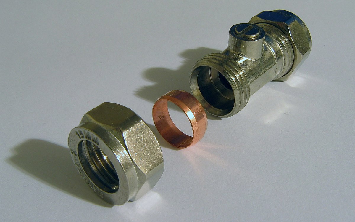 Brass Copper Ferrule Tube Fitting, Union Compression Coupling 1/4