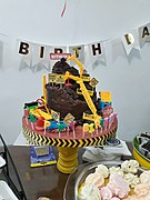 Construction worker themed birthday cake