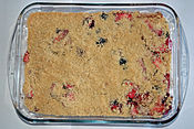 A blackberry and apple crumble