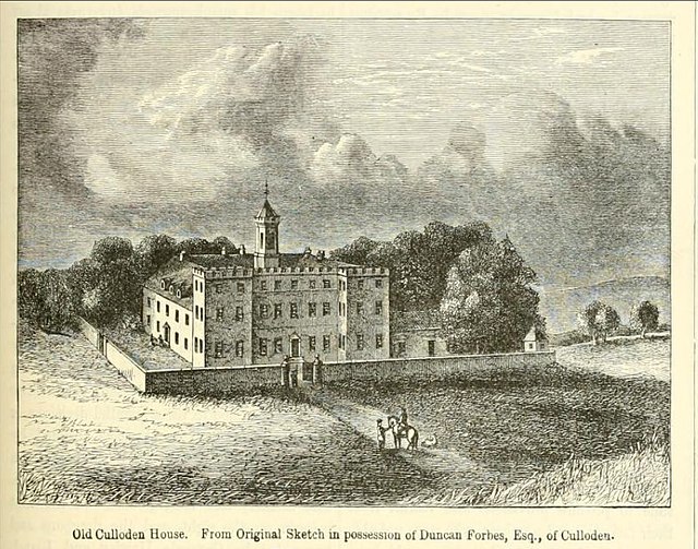 Culloden House, in 1746, where the Jacobite leader Charles Edward Stuart had his headquarters and lodgings in the days leading up to the Battle of Cul