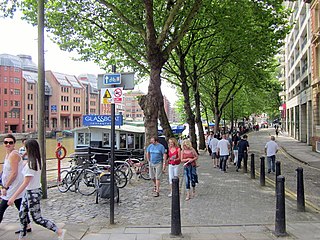 Welsh Back, Bristol Wharf and street in the city of Bristol, England