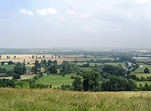 View from Round Hill with Day's Lock and the River Thames curving along the tree line to the left DaysLock03.JPG