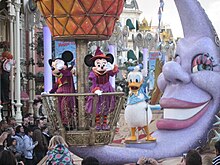 Minnie Mouse along with Mickey Mouse and Donald Duck in a Halloween-themed parade at Disneyland Paris Disneyland Paris Halloween Parade 12.jpg