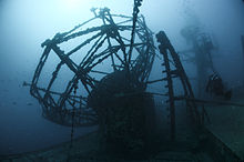 USNS Vandenberg in 2015. Diver at USNS General Hoyt S. Vandenberg (T-AGM-10) wreck off Key West in January 2015.JPG