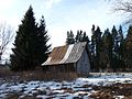 Čeština: Seník u vsi Dobrá severně od obce Stožec v okrese Prachatice. English: Hay barn in the village of Dobrá, Bohemian Forest, part of the municipality of Stožec, Prachatice District, South Bohemian Region, Czech Republic.