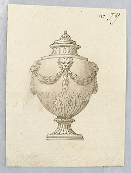 19th century design of a vase decorated with festoons, in the Cooper Hewitt, Smithsonian Design Museum (New York City)
