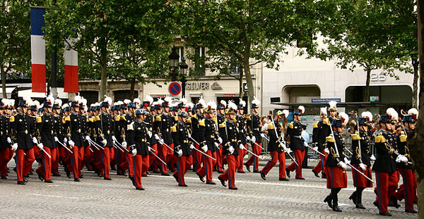 Saint-Cyr cadets at the Bastille Day military parade on the Champs-Élysées