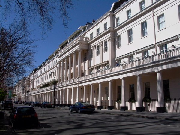 The north side of Eaton Square in London where the government was established in 1940 and remained until September 1944.