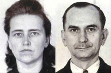 Deux photos en noir et blanc, représentant une femme et un homme.