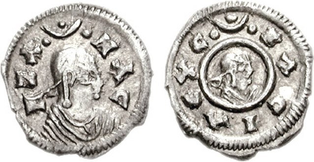 Coin of King Ezana, under whom Early Christianity became the established church of the Kingdom of Aksum