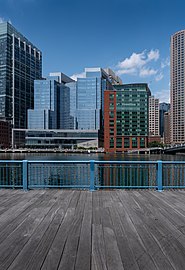 Financial District seen from the Harborwalk, Seaport District, Boston, Massachusetts, US