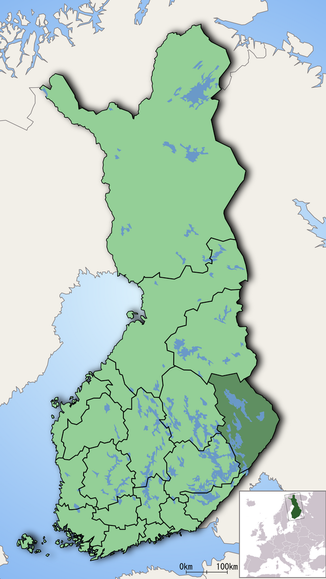 Poziția regiunii Pohjois-Karjalan maakuntaNorra Karelens landskap