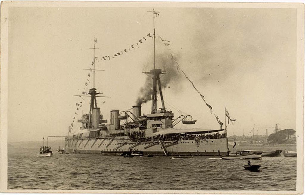 File:Flagship of the Royal Australian Navy, HMAS Australia, Sydney Harbour,  between 1913-1924 unknown photographer.jpg - Wikimedia Commons