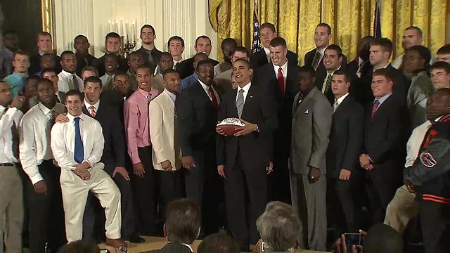 The Florida Gators meet with President Barack Obama in April 2009 after winning the national championship.