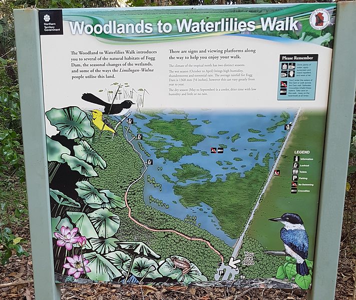 File:Fogg Dam signs - Woodlands to Waterlilies Walk.jpg