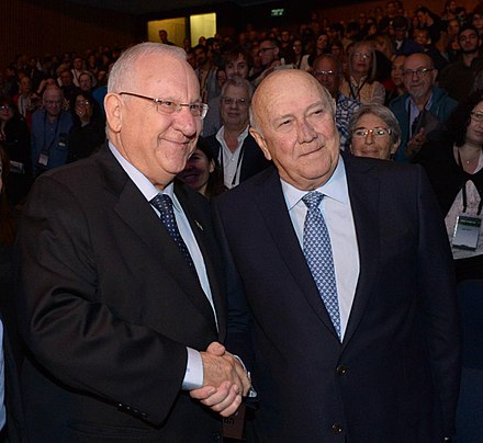 De Klerk with Israeli president Reuven Rivlin in 2015