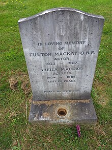 Mackay and his wife's Sheila's grave in East Sheen Cemetery, Richmond upon Thames, London